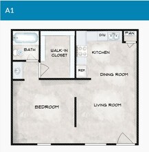 1 Bedroom 1 Bathroom 809 floor plan